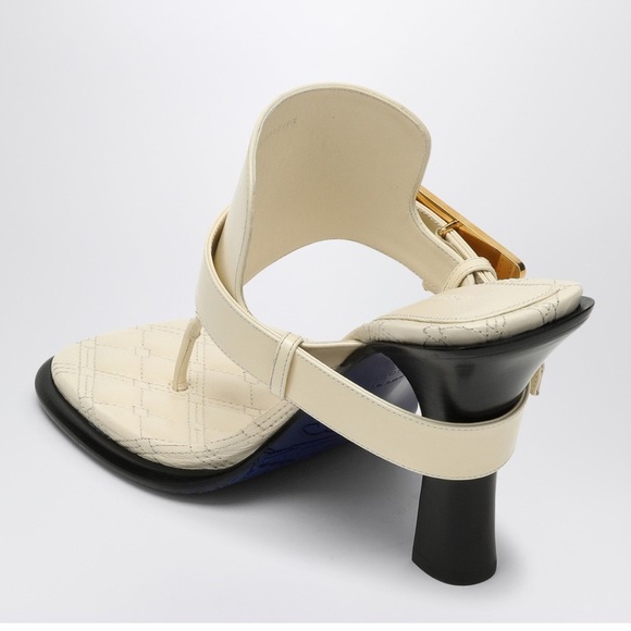 BURBERRY Light Beige Leather Bay Sandals - Picture 2 of 14